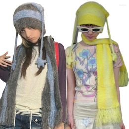 Berets Harajuku Style Girls Beanie Hat Y2K Star Women Windproof Hand Crochet