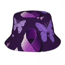 Berets Purple Butterfly Bucket Hat Panama For Man Woman Bob Hats Outdoor Cool Fisherman Summer Fishing Unisex Caps