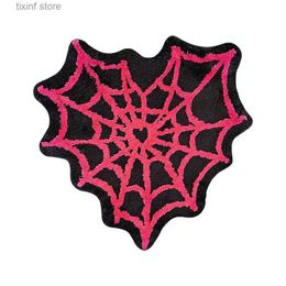 Carpet Spider Web Tufted Rug Living Room Carpet Black Pink Soft Fluffy Mat Bedroom Rug Floor Anti Slip Pad Aesthetic Home Nursery Decor T240219