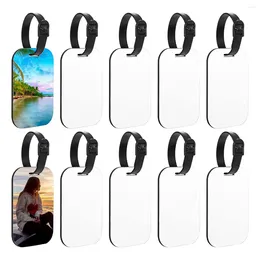 Keychains 10PCS DIY Sublimation Blank Luggage Tags Travel Bag Baggage With Strap Double Sided MDF Suitcase Label Tag