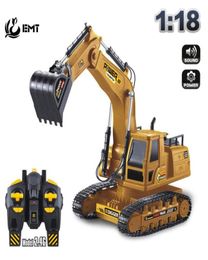 EMT E3 Remote Control Excavator Digger Boy RC Car Kid Electric Toys 24G 10 Channels 118 Scale 680° Rotate Simulation Sound1004128