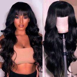 New female Qi bangs big wave long curl hair film full head net matte silk wig