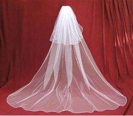 2017 Veil In Bride Veils Charming Ivorywhite 2 Tier Cathedral Wedding Veil With Comb Lace Purfles Custom 3 Meters3876353