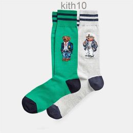 Polo Bear Sock 2-pack Fashion Cartoon Cute Socks Harajuku Women Stretch Cotton Socks with Web Ankle Hipster Skatebord F262i F5OT