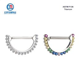 QM 14G ASTM 36 Zircon Nipple Barbell Ring Clicker Sexy Nipplering Body Piercing Jewellery 240127