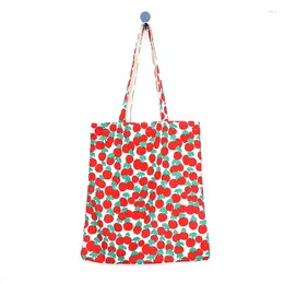 Evening Bags Summer Fruit Printed Shoulder Bag Large Capacity Handbag Canvas Retro Square Casual Storage Fashion Shopper All-match