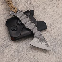 Promotion A0224 High End Fixed Blade Knife DC53 Stone Wash Blade Full Tang Steel Handle Outdoor EDC Pocket Mini Axe with Kydex