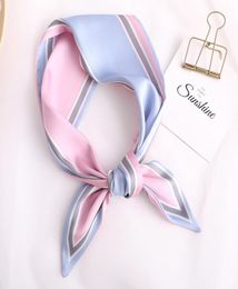 2020 CONTRAST Print Women long Silk Scarf Small Handle Bag Ribbons Female Head Scarves Elegant Foulard Pink 9010cm8603222