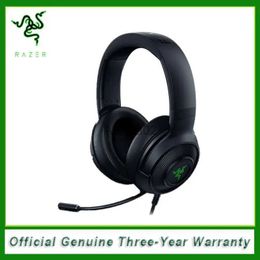 Cell Phone Earphones Razer Kraken V3 X Wired Gaming Headset 7.1 Surround Sound with TRIFORCE 40mm Driver Unit HYPERCLEAR Cardioid Microphone YQ240219