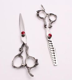 6quot JP 440C Customised Logo Red Gem Professional Human Hair Scissors Cutting or Thinning Shears Barberquots Hairdressing She48088795984