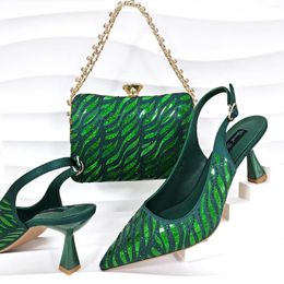 Dress Shoes Doershow Arrival African Wedding And Bag Set Green Italian With Matching Bags Nigerian Women Party HGY1-22