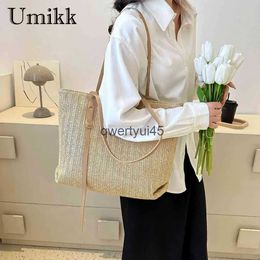 Shoulder Bags 2023 Summer Beac Straw andbags and Purses Weave Tote Bag Female Boemian Soulder for Women Lady Travel SoppingH24219