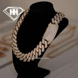 Custom Crazy Thick 30Mm Link Chain Sterling Sier Tester Pass 4 Rows Excellent Cut Diamond Moissanite Cuban Necklace