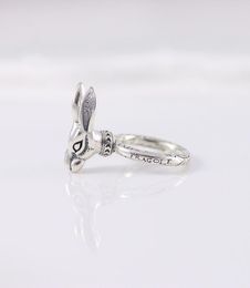 Vintage S925 Sterling Silver Ring Anger Forest Series Forest Rabbit Head Nostalgic Tide Men039s and Women039s Couples Ring8213633