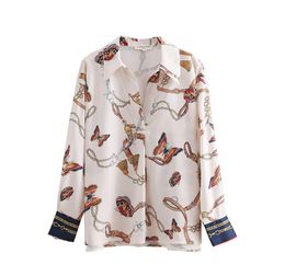 2018 Women Vintage Chain Butterfly Printing Casual Kimono Blouses Shirt Autumn Chic Blusas Roupas Femininas Tops Ls2669 Y1907792003