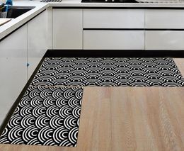 Black White Kitchen Mat Geometric Printed Kitchen Mats Cooking Rugs Floor Mat Balcony Bathroom Carpet Entrance Door Mats9525928