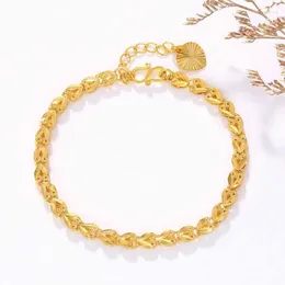 Link Bracelets XP Jewelry --( 17 Cm X 3 Mm ) Short Reverse Engrave For Women Fashion Pure Gold Plated