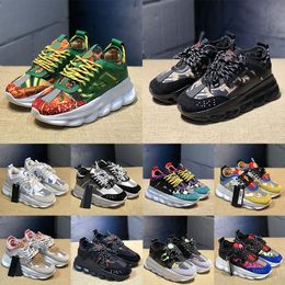 Luxury Designer Casual Shoes Oversized Chain Reactions OG Original Fashion Black White Golden Pink Pony Leopard OG Original Trainers Italy Brand Platform Sneakers