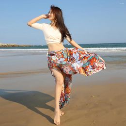 Stage Wear Hight Quality Women Girls Practice Costume Low-cut V-neck Top Floral Wrap Skirt Belly Dance Set