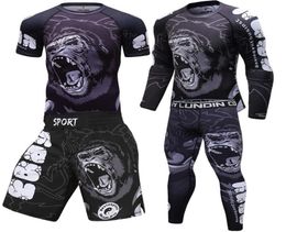 Boxing Shirts Set Compression Men Sport T shirtsPants Rashguard Jitsu Rash Guard KickBoxing Sets Muay Thai Jersey MMA Fightwear9466163