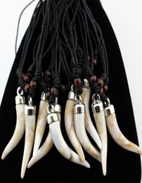 Fashion Jewellery Whole Mixed 12pcs Acrylic Design Imitation Elephant tooth Necklace Wolf tooth pendant Amulet Gift MN5792870201