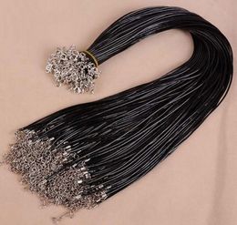 Wholesale Black Wax Leather Necklace Cord 45cm String Rope Wire Extender Chain with Lobster Clasp DIY Jewelry Findings & Components7418930