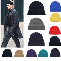 Berets Men Winter Warm Wool Beanies Casual Short Thread Hip Hop Hats Adult Female Knitted Skull Cap Elastic Unisex