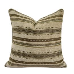 Pillow Vintage Classical Soft Heavy Chenille Beige Stripe Pipping Square Case Sofa Cover 45 X Cm 1 Piece Pack