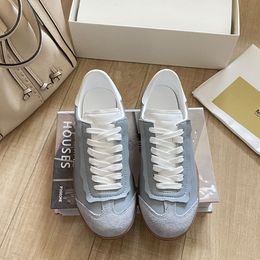 Designer Real Leather Casual Shoes For Couples Luxury Leather Loafer Womens Trend Breathable Sneakers Frosted Leather Couple Shoes White Sneakers Casual Shoes