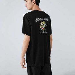 Fashionable and Trendy Mens Summer Short Sleeved T-shirt Heavy-duty Embroidered Korean Version Slim Fit Half Bottom