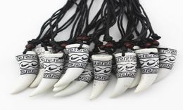 Fashion Jewelry Whole lot 12pcs The Great Wall Carved WolfElephant Teeth Pendants Necklace Lucky Gifts Drop MN3829878194