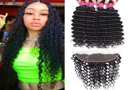 9A Remy Brazilian Virgin Hair Bundles With Closures 13X4 Ear To Ear Lace Frontal Closure Body Wave Straight Loose Wave Curly Deep 1162453