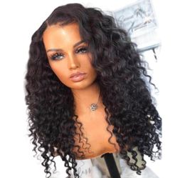 Jet Black Kinky Curly Soft 180Density 26Inch Part Glueless Lace Front Wig For Black Women With Baby Hair Natural Hairline He2946798743262
