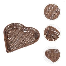 Dinnerware Sets Household Heart Shaped Fruit Basket Home Decor Wicker Serving Trays Pp Creative Storage Holder