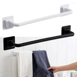 Bath Accessory Set 1Pc Black/white Kitchen Bathroom Wall Towel Holder Rail Rack Self Adhesive Rod Bar Portable Storage Clothes Shelf