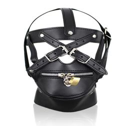 Porno Fetish Faux Leather Hood Mask Headgear Bondage Slave Sex Toys For Men And WomenFun Sex Games Adult Products For Couples2952754
