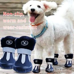 Shoes For Dogs Winter Super Warm Small Snow Boots Waterproof Fur Non Slip Chihuahua Reflective Dog Cover Product 240129