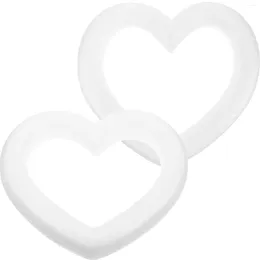 Decorative Flowers 2pcs Wreath Heart Shape Forms Craft White For Wedding Home Decoration