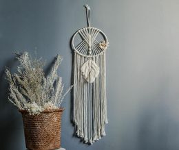 ins Chic Bohmian Wall Hanging Tapestry Leaves Handwoven Cotton Dreamcatcher Decorative Home Pendant Tapestry Boho Decor Macrame2911371