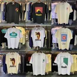 Spring Summer Rhude Shirt Man t Shirts Women Tees Skateboard Oversize Men Short Sleeve T-shirt Brand Mens T-shirts Us Size S-xxl UKSP