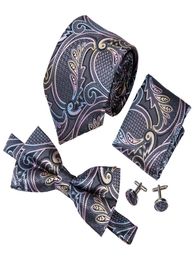 Mens Tie Novel paisley tie Designer tie and bowtie silk Woven with Handkerchief Cuffs Wedding Dress business LH711 D04544282735