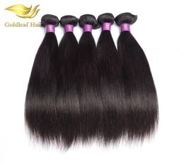 Top quality Goldleaf 1pc Malaysian human straight weft Brazialin hair Peruvian hair Indian Mongolian virgin remy hair83355153553744