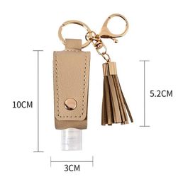 Hand Sanitizer Bottle with Tassel Keychain 30ML Portable Empty Reusable Bottle PU Leather Key Chains Holder Carriers8594202