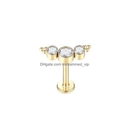 Nose Rings Studs 10Pcslot Labret Piercing Cubic Zircon Ear Tragus Earring Stud Conch Helix Daith Jewellery 16G 240130 Drop Delivery B Dhdcf