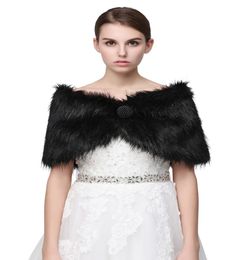 New Black Pearl Bridal Wrap Shawl Coat Jackets Boleros Shrugs Regular Faux Fur Stole Capes For Wedding Party 17004 2095161