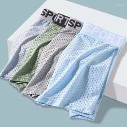 Underpants 2024 Summer Men's Underwear 60D Ice Silk Men Boxer Shorts Breathable Mesh Boxer-pants SPORTS Elastic Waistband Male