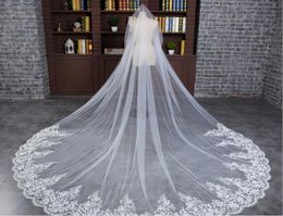 2017 Luxury RoyalCathedral Train 3 Metre Long Bridal Veils Applique Lace Edge With Soft Tulle White Wedding Veils noble marriage 3387519