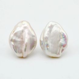 Ladies Pearl Earrings Natural Oversized Silver Stud White Baroque 925 Girl Free Shippi 240130