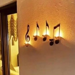 Candle Holders 1 Set Heat Tolerant Metal Collectible Musical Note Key Shape Tea Light Display Stand Rack Household Supplies