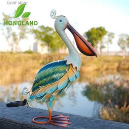 Garden Decorations Solar Metal Pelican Garden Sculpture Glass Statues Outdoor Decor Yard Art Lawn Ornament for Backyard Porch Patio Decor T240219